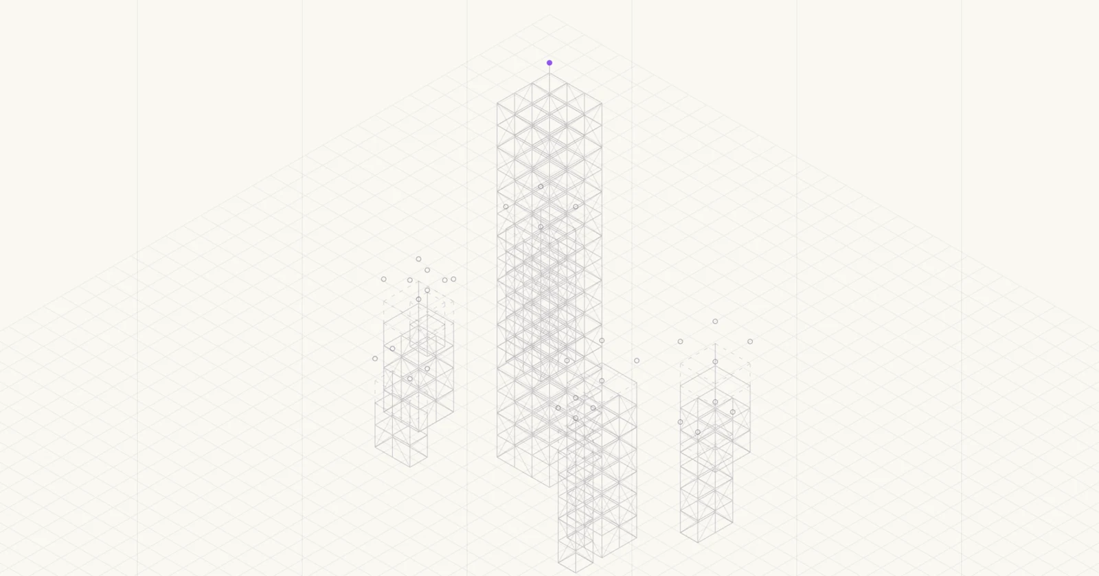 Wireframe towers of different heights illustrating the gap between legacy expectations and current AI capabilities